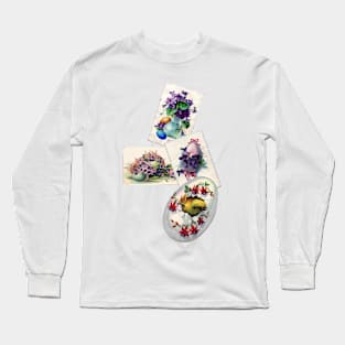 Eggs and Violets - Springtime Victorian Ephemera Long Sleeve T-Shirt